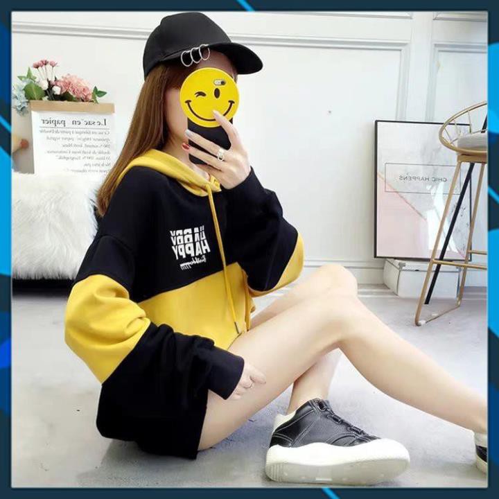 [FREESHIP-HÀNG LOẠI 1] [FREESHIP] Áo hoodie nỉ nam nữ chất liệu nỉ chần bông, áo hoodie nỉ phối sọc ngang Happy - KN18