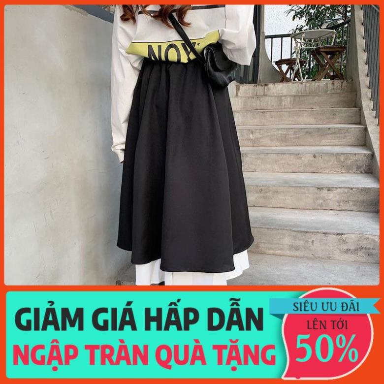 Chân váy phối khuy trắng cạp cao, chân váy dài ♥️ Chân váy ulzzang, chân váy xòe ♥️ Chân váy lưng cao - NhimShop CV11 *