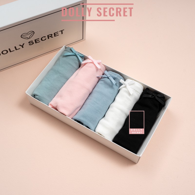 Quần lót nữ cotton trơn cao cấp kháng khuẩn đính nơ màu pastel học sinh dễ thương DOLLY-SECRET QL008 | WebRaoVat - webraovat.net.vn