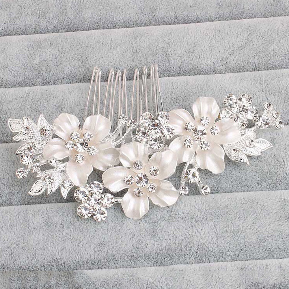 Lược cài tóc hình hoa đính đá lấp lánh thời trang cho cô dâu