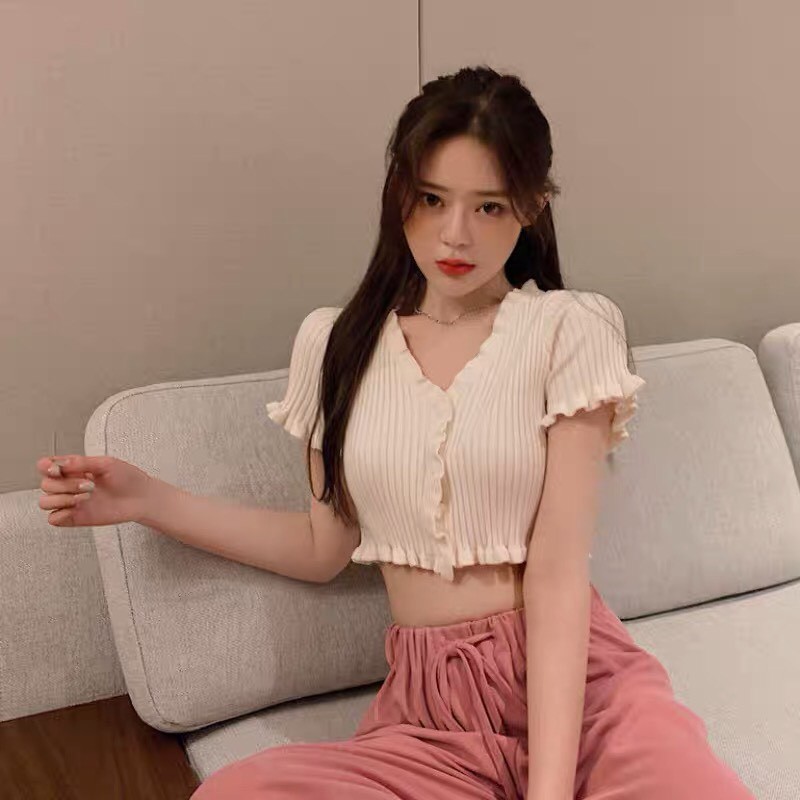 Áo croptop ôm body tay ngắn chất len tăm dày dặn phong cách ulzzang Hàn Quốc C58 - MaoMao