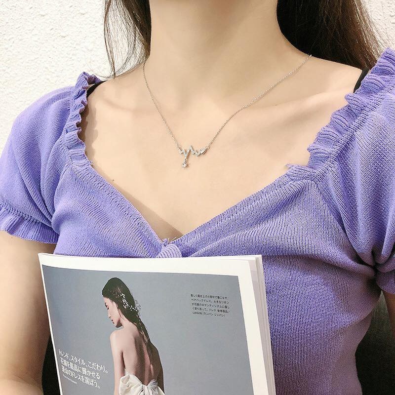 Dây chuyền nữ bạc ta hình nhịp tim siêu xinh (Ảnh thật cuối) vòng cổ nữ bạc thật xinh xắn - Mã TSJD14