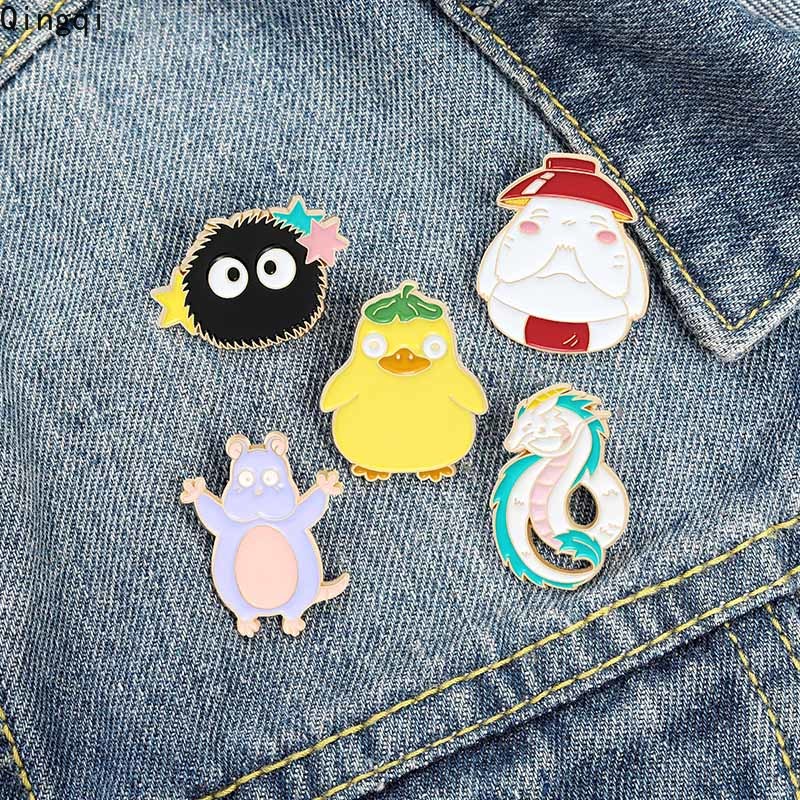 Ghim cài áo MISS ZOE tráng men họa tiết hoạt hình Spirited Away nhiều kiểu tùy chọn