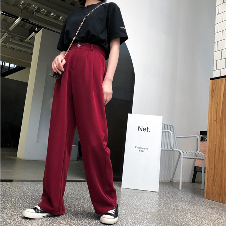 Quần vải ống rộng nữ ZOZORO quần cạp cao với chất vải đẹp thoáng mát