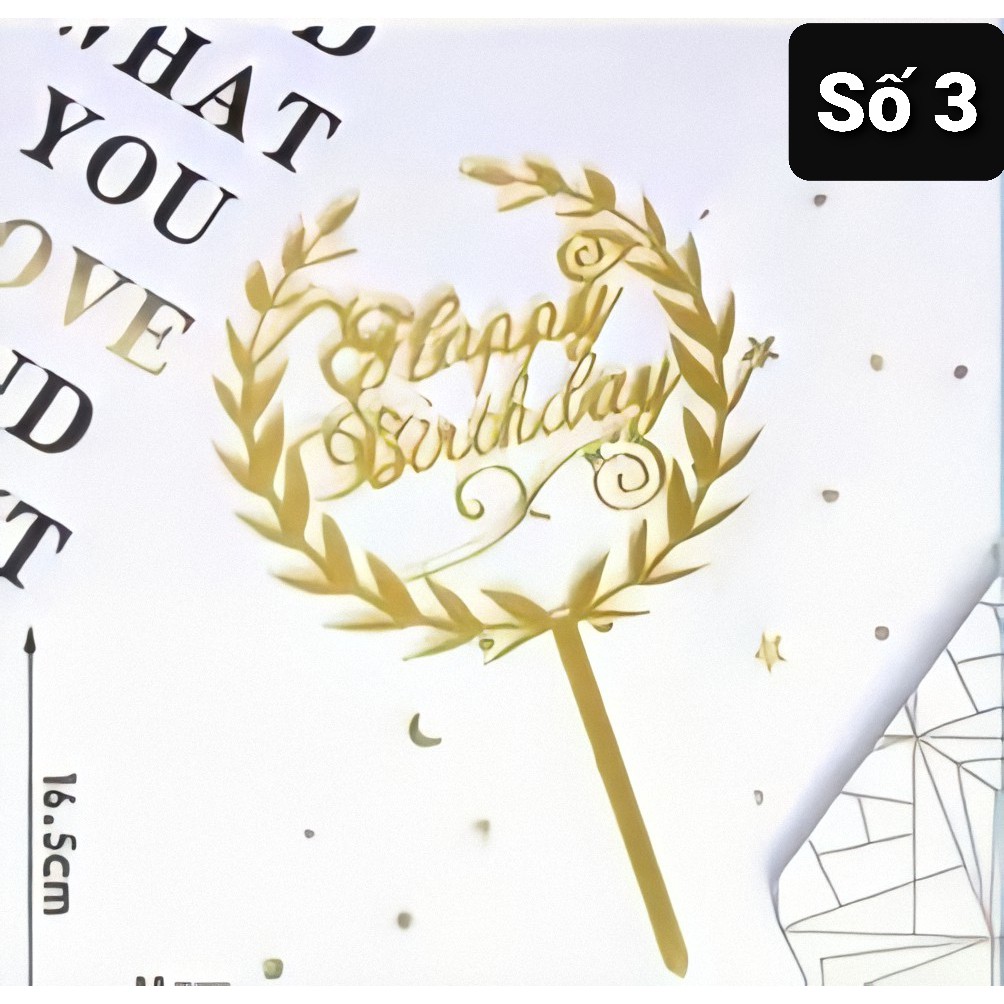 Cắm chữ mica, topper tròn Happy Birthday cắm bánh sinh nhật, bánh kem