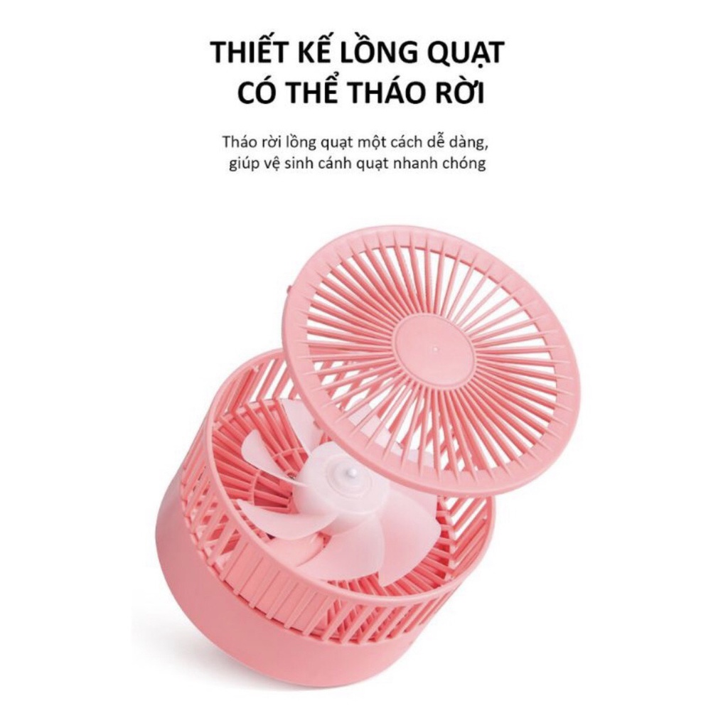 [ BH_ 6 tháng ] Quạt mini tích điện để bàn gấp gọn xoay 180 Độ với 3 cấp độ mát, thế hệ mới