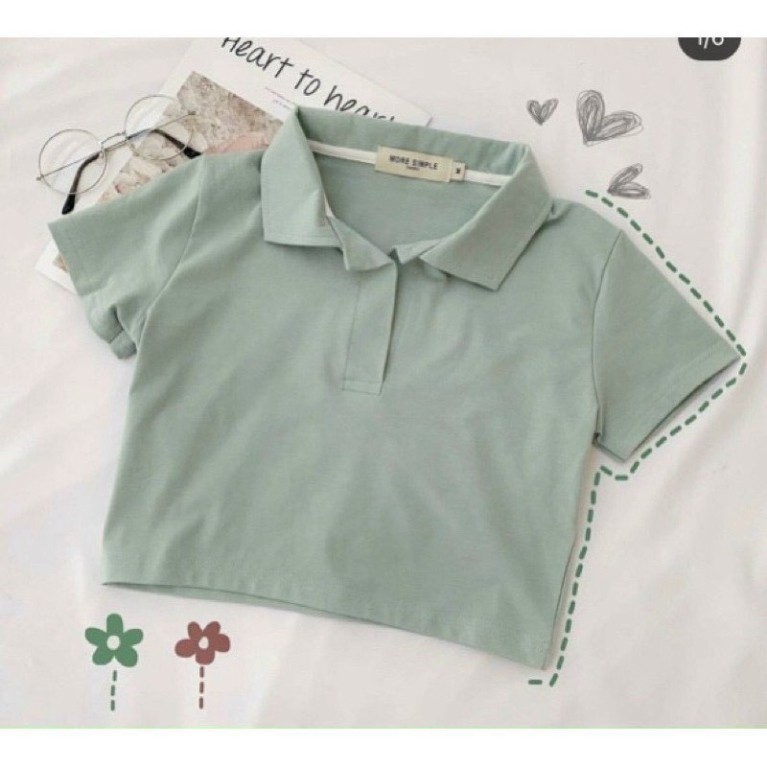 Áo Croptop Polo Basic CT14 chất thun dày dặn mềm mại kiểu dáng Ulzzang