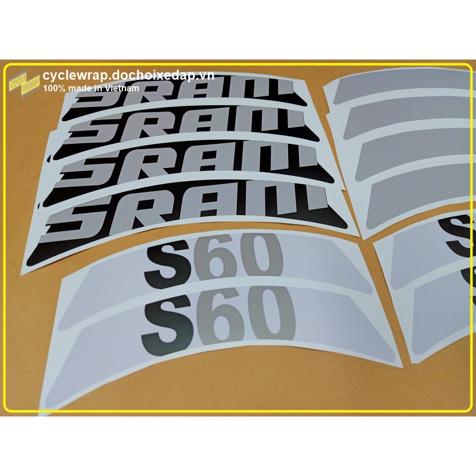 Tem decal dán vành niềng bánh xe đạp đua SRAM S40/S60 | Road Rim Wheel Decal