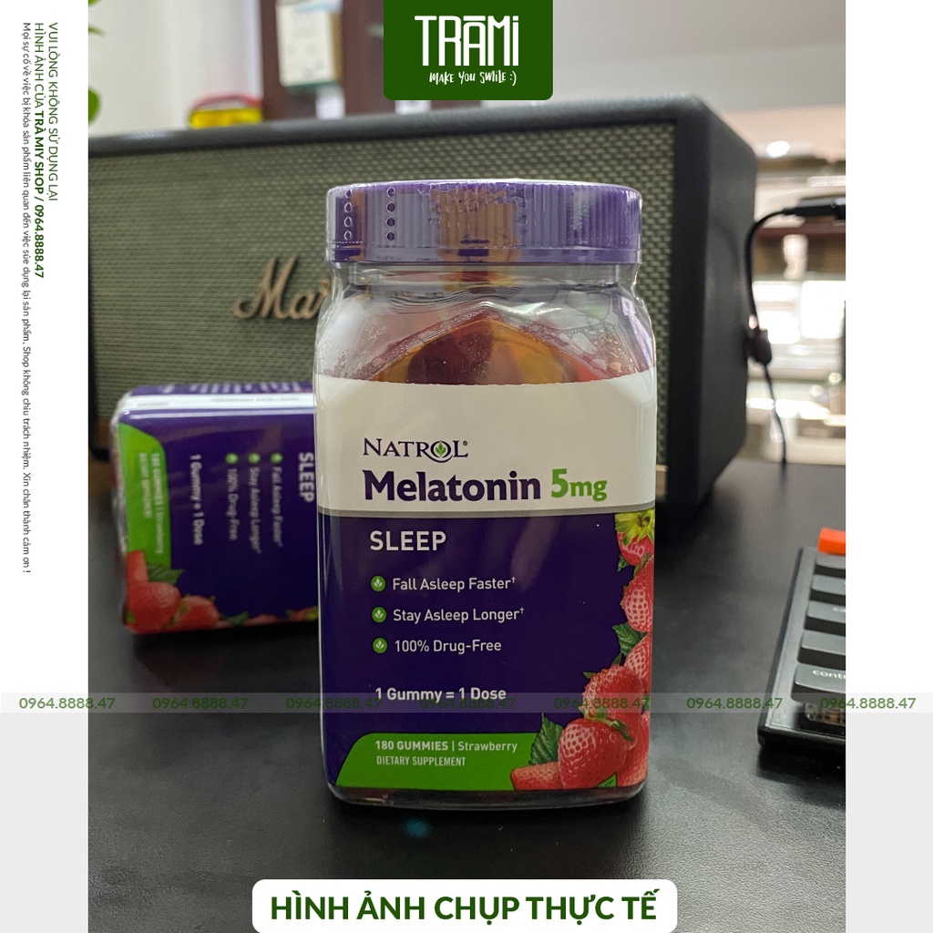 Kẹo Dẻo Vị Dâu Giúp Ngủ Ngon Gummies Melatonin 5mg 180 Viên Natrol