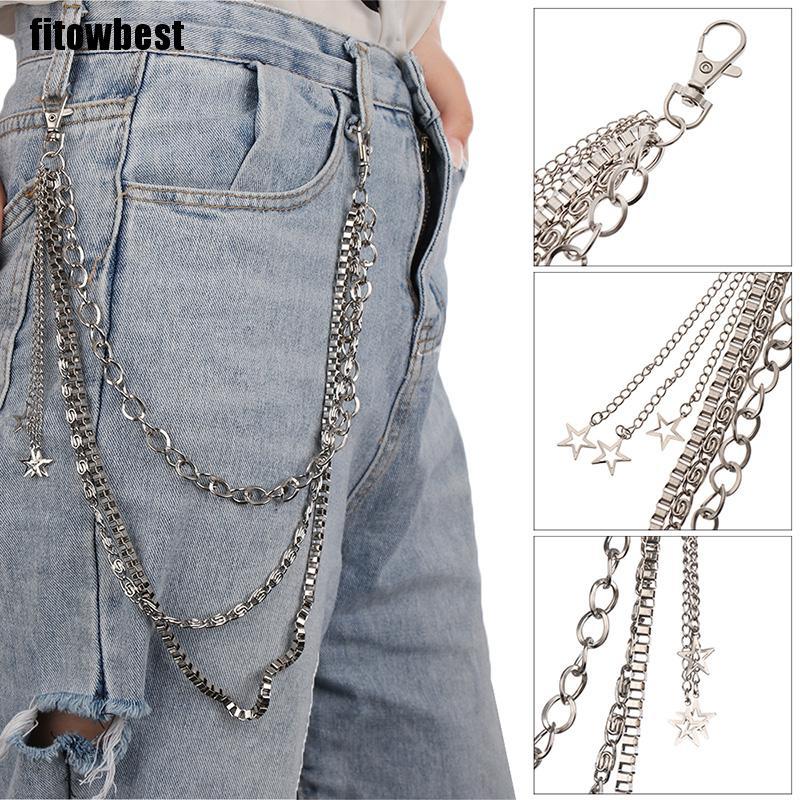 Dây xích kim loại 3 lớp đeo quần trang trí phong cách hip hop độc lạ cho nữ