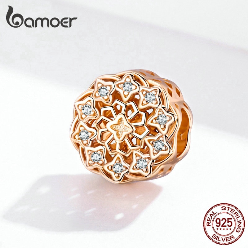 Mặt Trang Sức Bamoer SCC1279 Gắn Vòng Đeo Tay Hình Dạng Hoa Mandala bạc 925