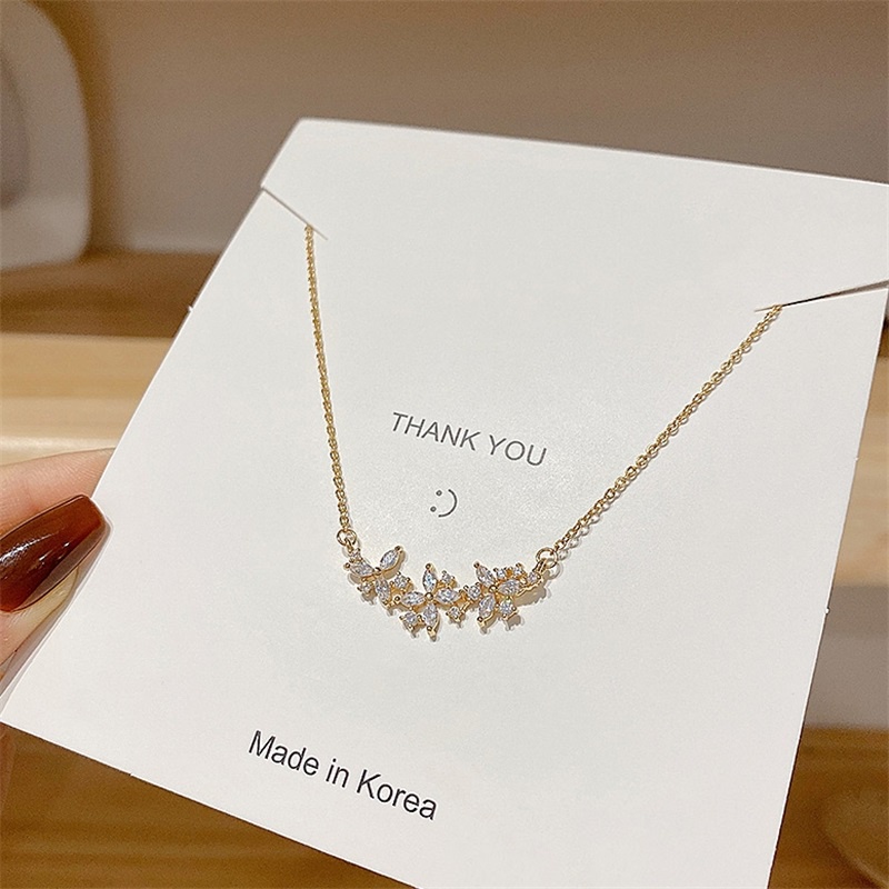 Dây chuyền mặt hoa Zircon phong cách mới thời trang mùa hè cho nữ