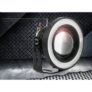 Cặp Đèn trợ sáng gương cầu led viền Xanh 89mm dùng cho oto,xe máy.