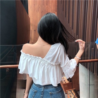 [Có Sẵn] Áo lệch vai trắng dáng xinh(Kèm ảnh thật)