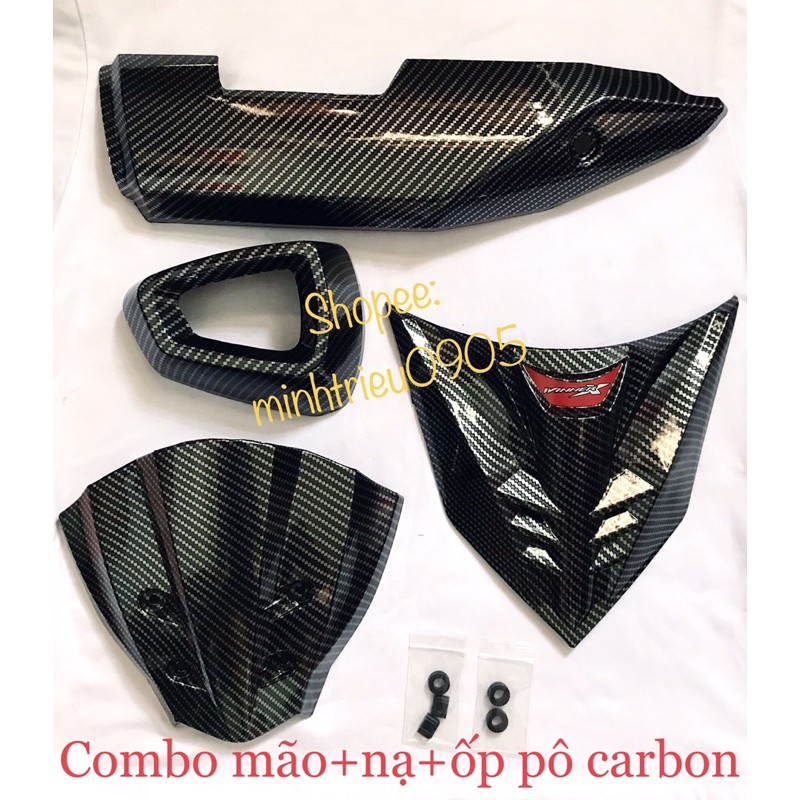 Combo Ốp pô/ mão/ nạ carbon