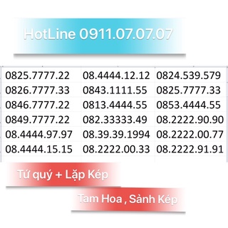 Sim tứ quý + lặp kép, tam hoa 666, sảnh kép . hổ trợ đăng kí chính chủ,giao sim toàn quốc