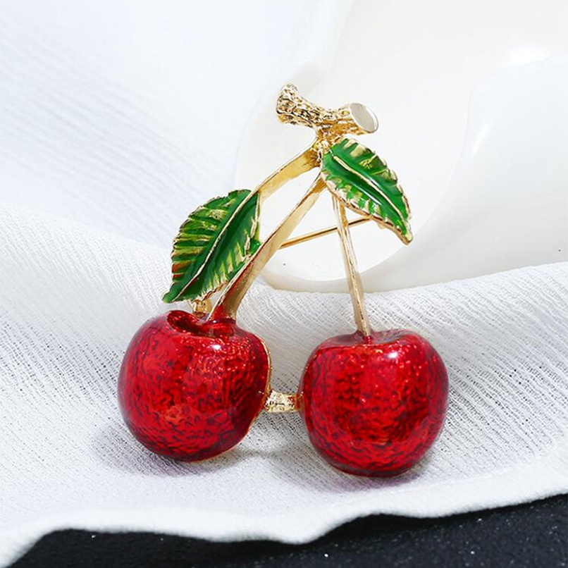 Ghim Cài Áo Hình Quả Cherry Đính Đá Đáng Yêu