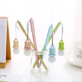 Bút Mực gel Hình Bóng Đèn Sáng Tạo Dễ Thương Đa Năng Màu Đen Bằng Kim Loại Dành Cho Học Sinh