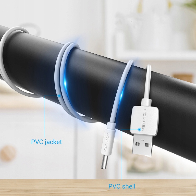 ★Chính hãng Vention★ Dây Cáp nguồn DC Đầu Cắm USB Sang 3.5*1.35mm ★ cho máy rửa mặt Foreo Luna ★ Pebble Lisa ★ Halio