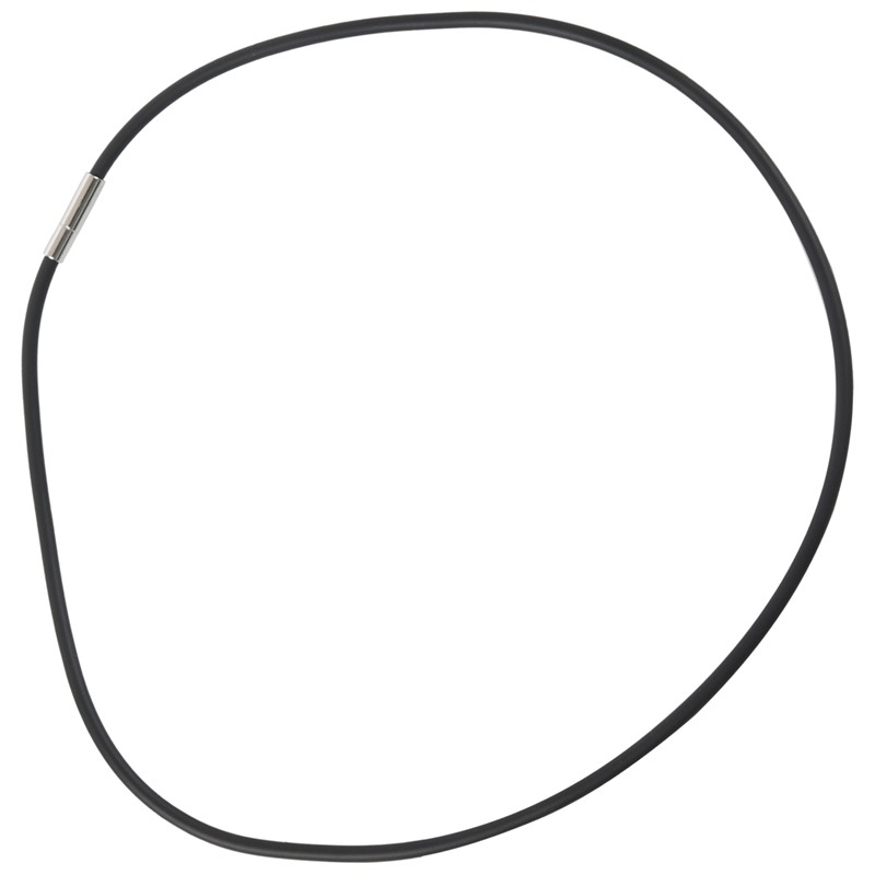 3Mm Black Rubber Cord Necklace with Stainless Steel Closure - 18 Inch