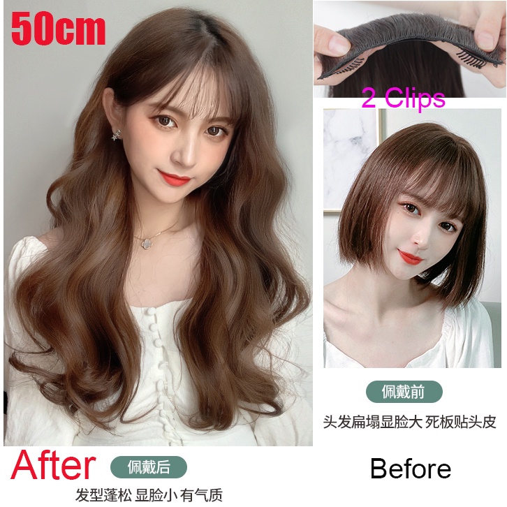 Set 3 Phần Tóc Giả Dài Xoăn Tàng Hình Không Đường May Cho Nữ