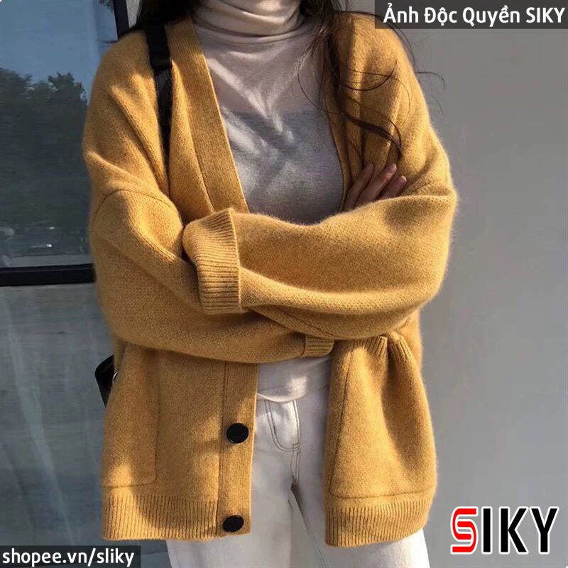 Áo Khoác Cardigan Len Dệt Kim Cổ Chữ V Màu Trơn Xinh Xắn Cho Nữ | BigBuy360 - bigbuy360.vn