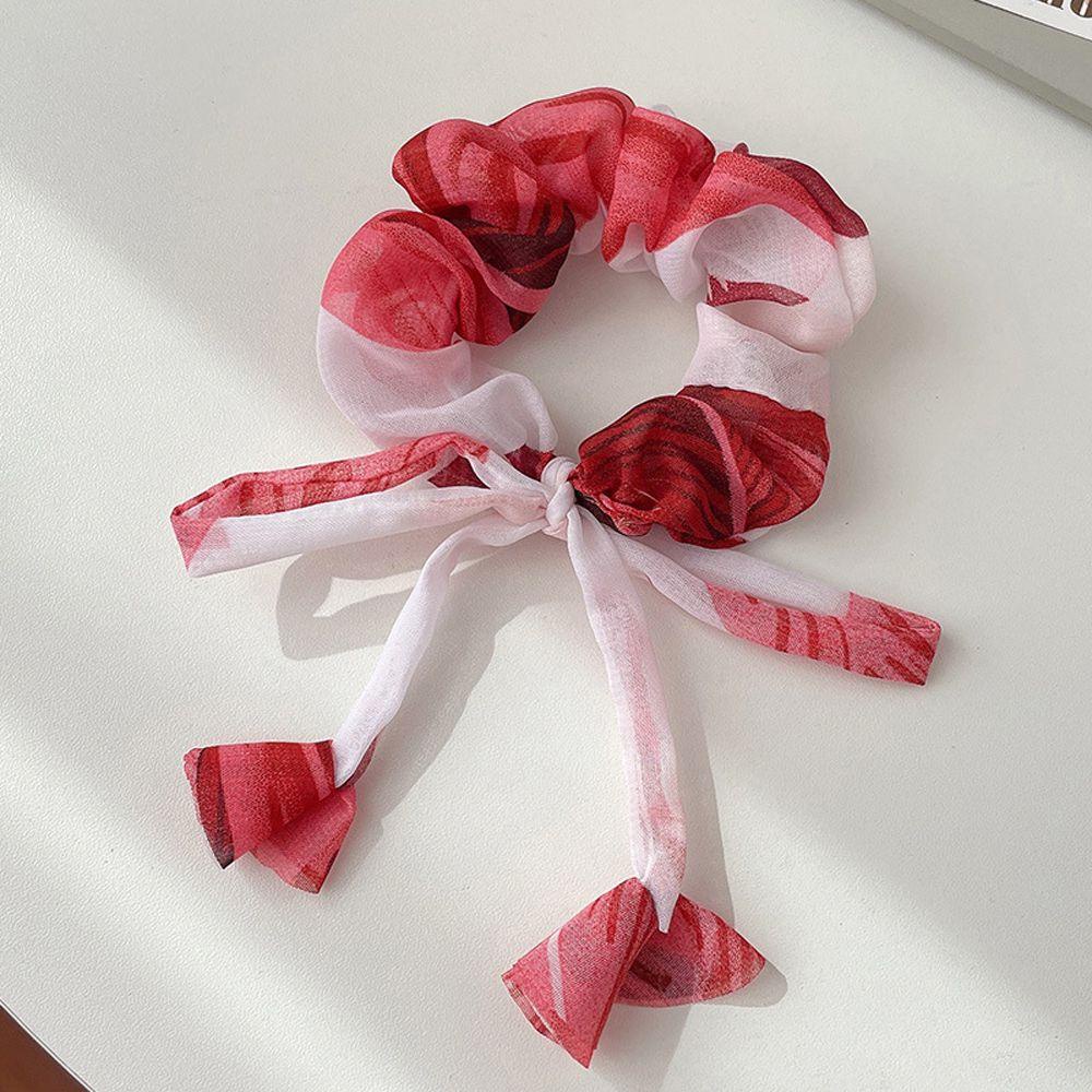 Dây Cột Tóc Cao Su Bản Lớn Màu Trơn Họa Tiết Hoa Vintage Đáng Yêu Cho Nữ WMES15H