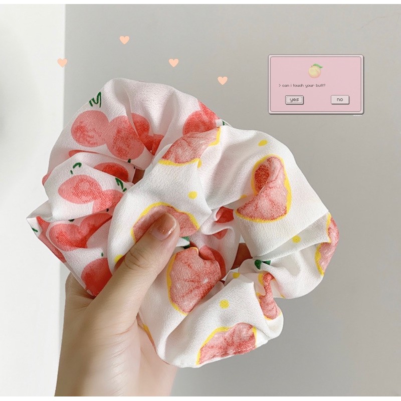 Cột tóc scrunchies hoa quả mẫu mới 2021