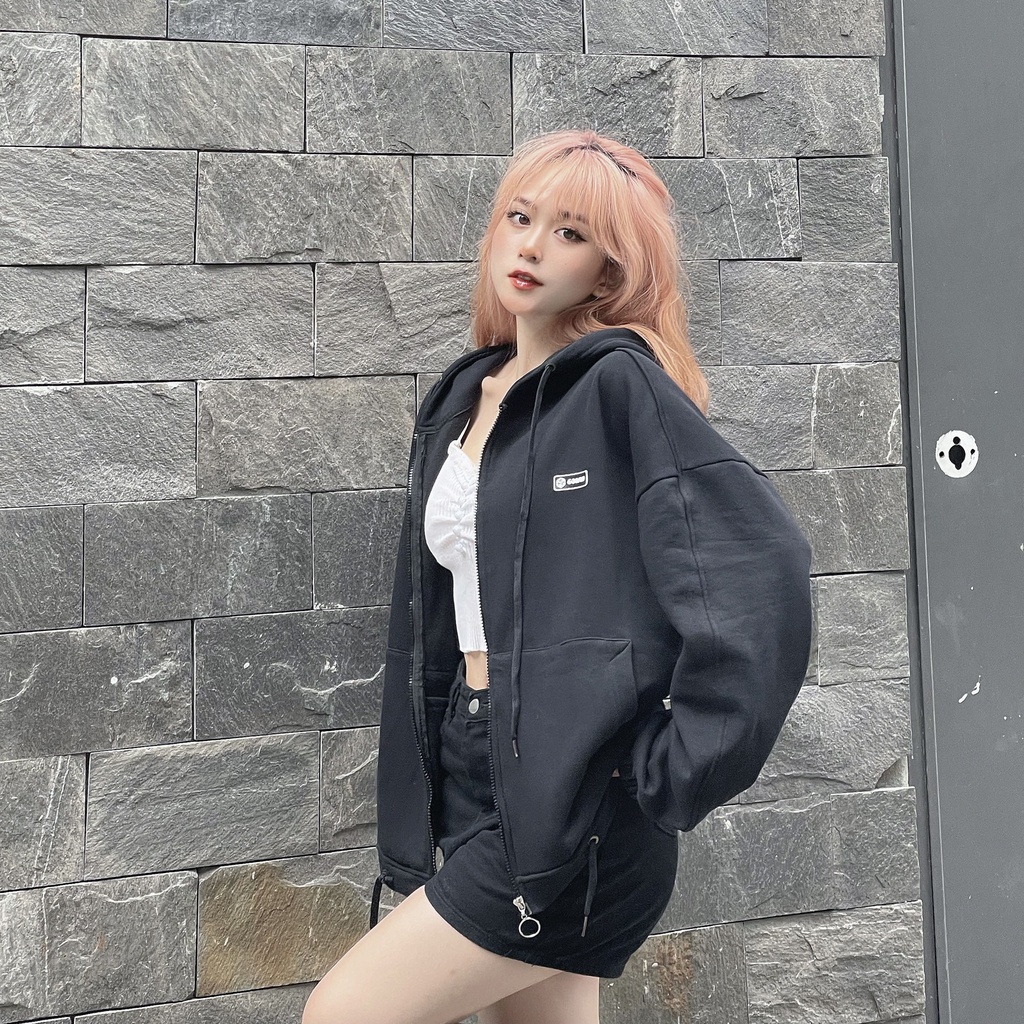 Áo khoác nỉ chân cua hoodie zip - Gooan