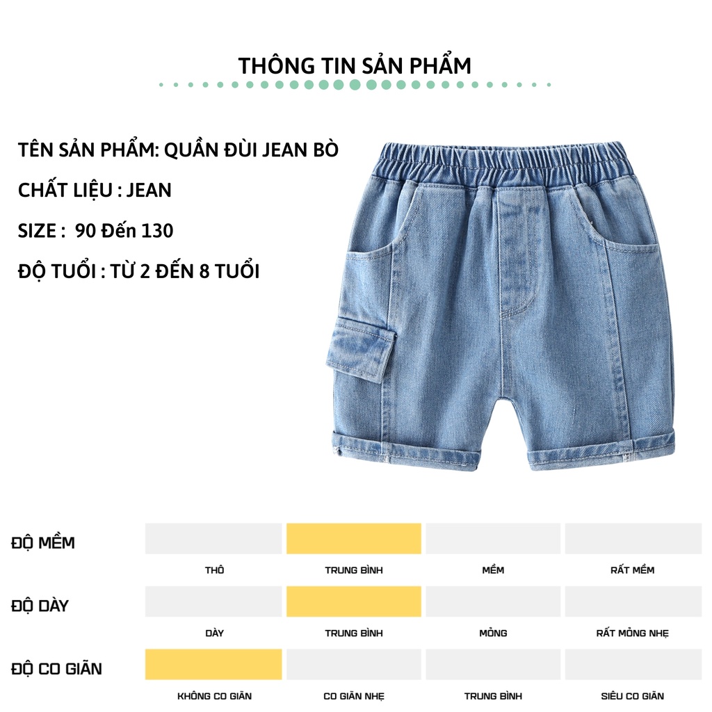 Quần short jean bé trai 27Kids WELLKIDS Quần đùi bò mềm lưng chun nam cho trẻ từ 2-8 tuổi BSJE1