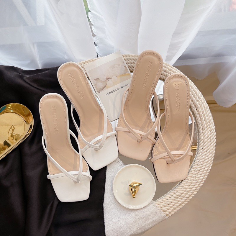 [SHOPEE TRỢ GIÁ] GUỐC QUAI MẢNH KẸP NGÓN GÓT NHỌN 7P DA LÌ ĐẸP RẺ