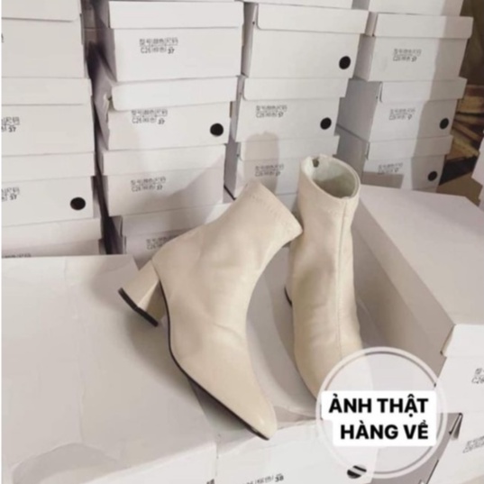 Giày Bốt Boot Nữ Cao Cổ , Da PU Cao 5cm, Đế Vuông Siêu Ôm Chân, HOT TREND