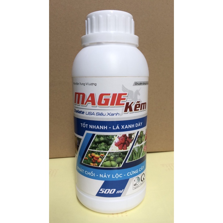 Phân bón Magie kẽm chai 0.5L, cây tốt nhanh, lá xanh dày