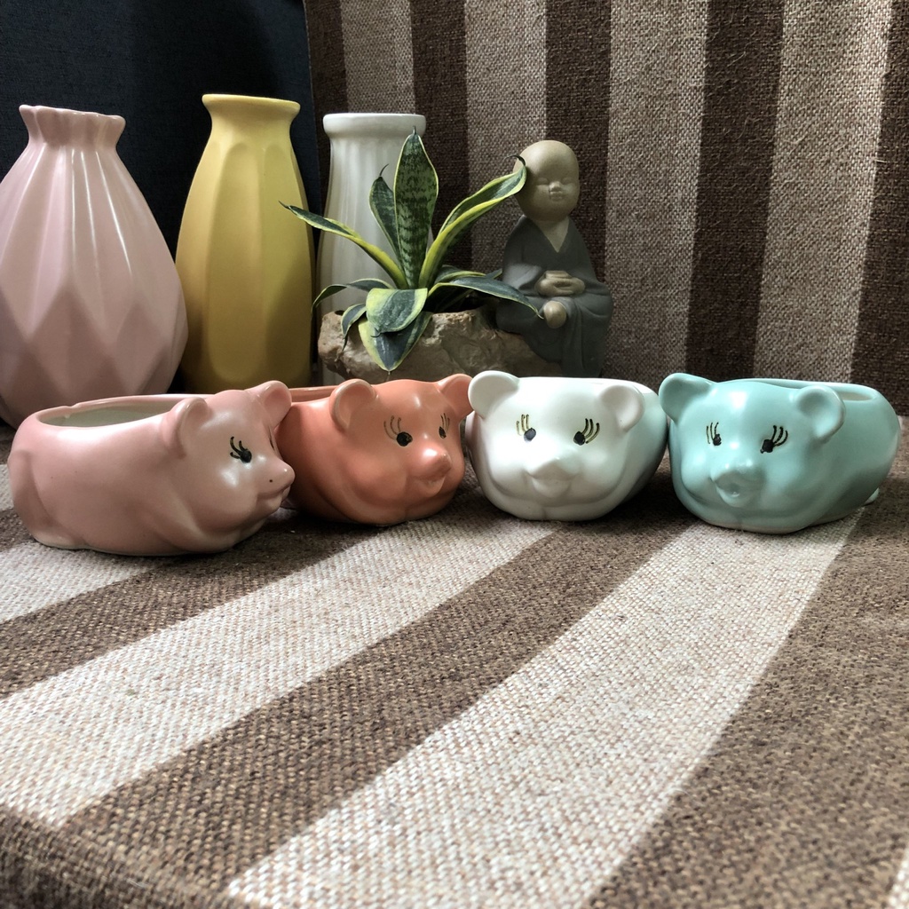 CHẬU TRỒNG SEN ĐÁ HÌNH CHUỘT - CHẬU BONSAI MINI DECOR - CHẬU TRỒNG CÂY CẢNH HÌNH THÚ CƯNG - XƯƠNG RỒNG - SỨ BÁT TRÀNG