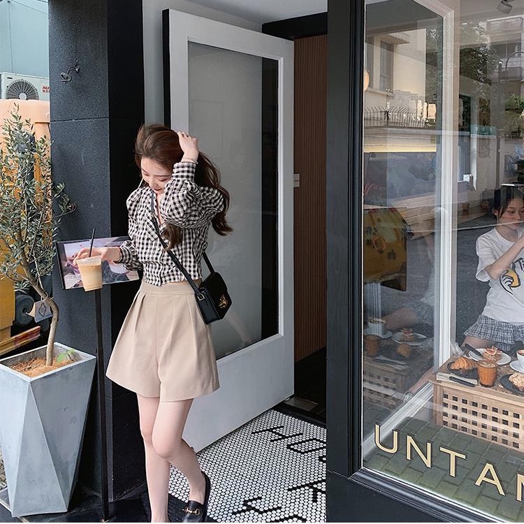 Áo sơ mi ngắn tay dài dáng rộng kẻ sọc cổ điển mới cho nữ