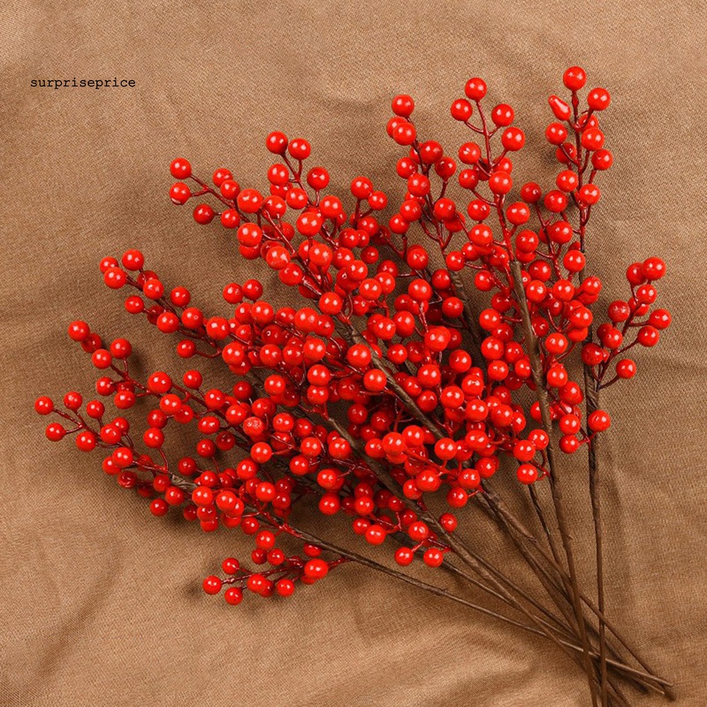 Bó hoa quả mọng nhân tạo dùng trang trí nội thất kiểu giáng sinh