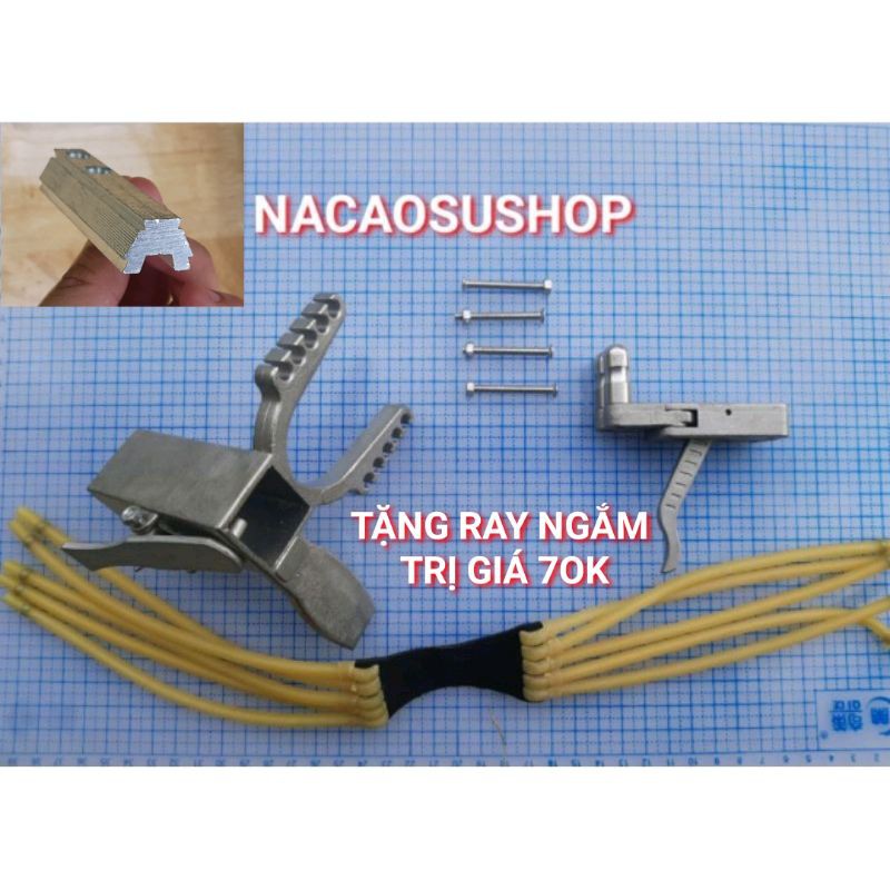 Ná cao su + kẹp bi , cánh phượng chốt , dây 5 sợi hàng chuẩn ( Tặng ray nhôm )