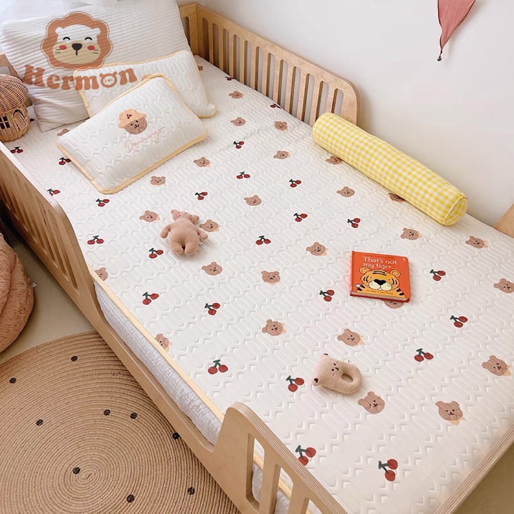 Chiếu Điều Hòa Hermon Kèm Gối Thảo Dược Trẻ Em, Chiếu Hè Thoáng Mát, Mềm Mại, Trải Cũi, Nôi Cho Bé Babibu - CDHH