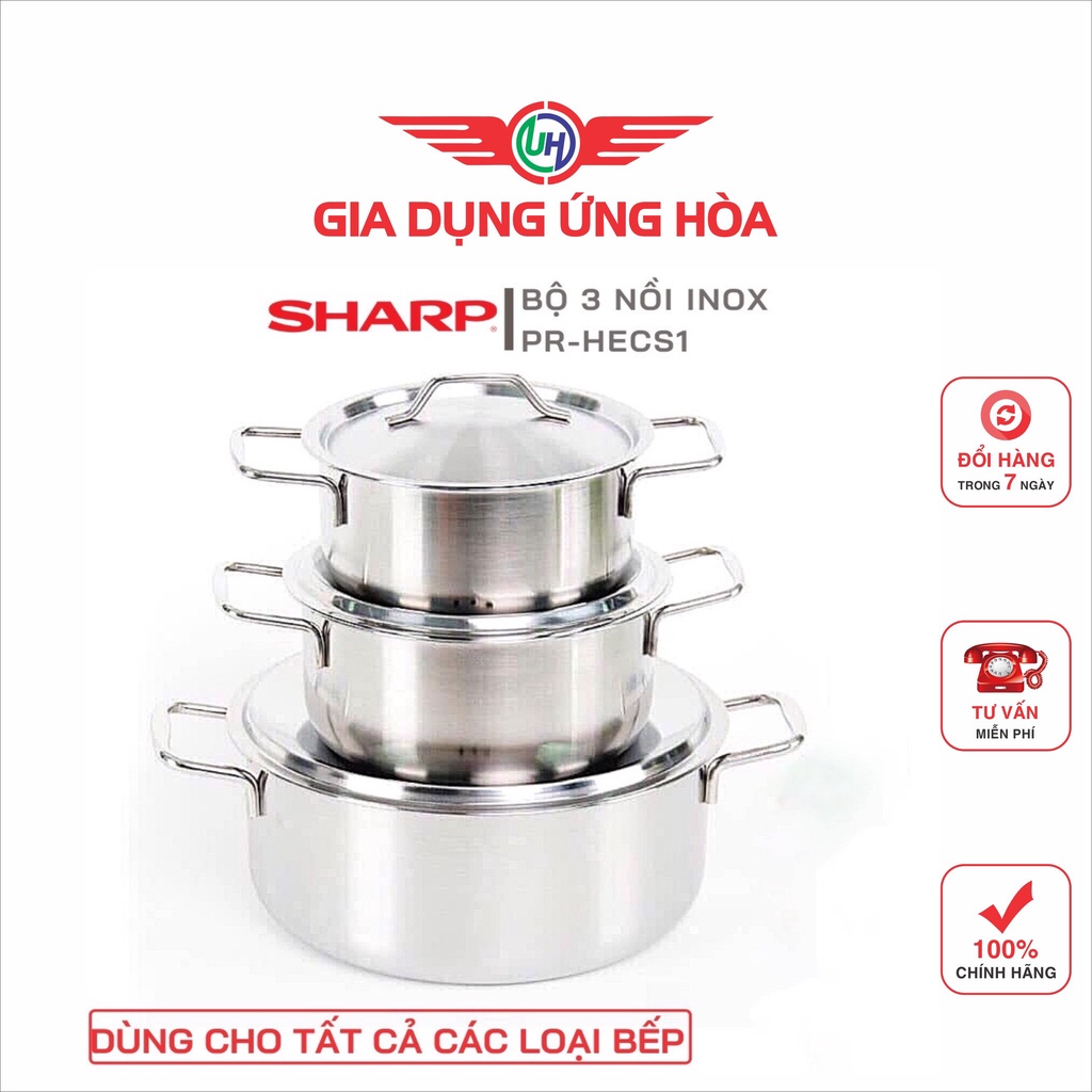Bộ 3 nồi inox SHARP hàng khuyến mại chống rỉ- hàng chuẩn giá sỉ