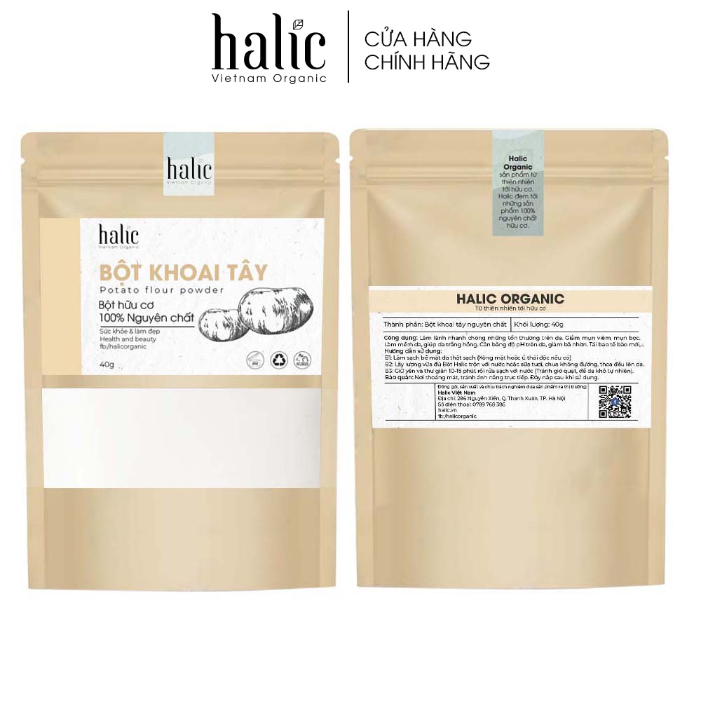Tinh bột Khoai Tây đắp mặt nạ nguyên chất Halic Organic 125G dưỡng trắng da, tẩy da chết và dưỡng ẩm hiệu quả
