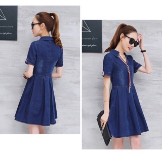 ĐẦM JEAN XOÈ PHỐI DÂY MÀU