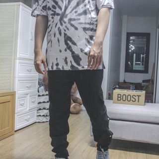 Tie dye black waxed