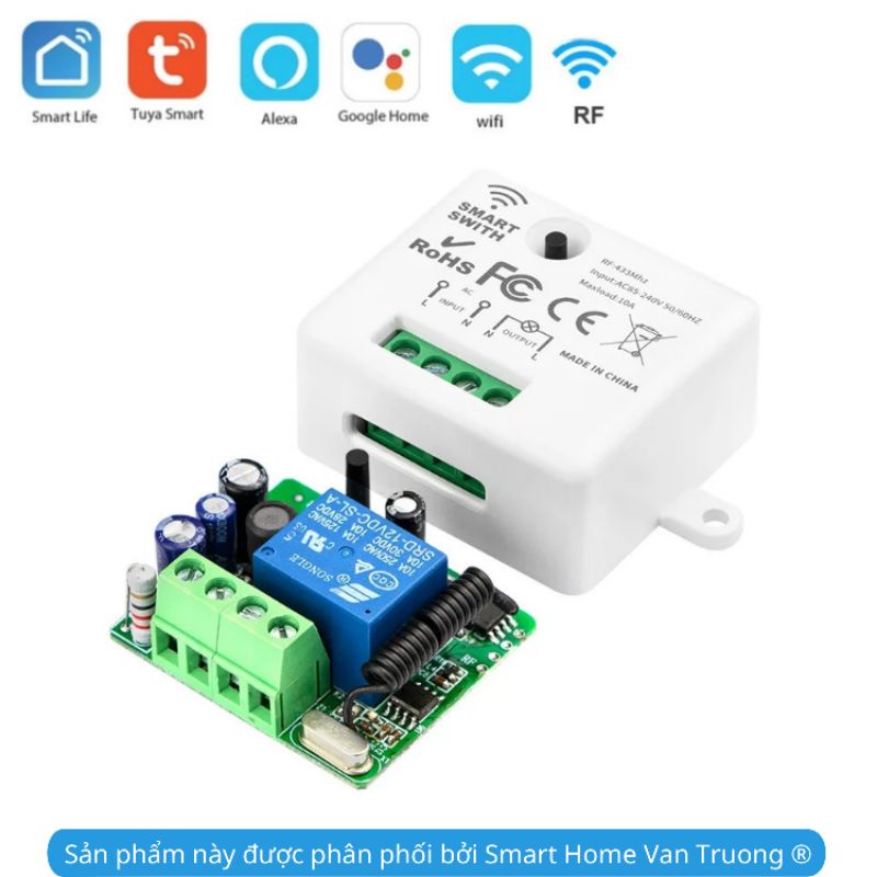 Công tắc dán tường không dây Tuya SmartLife cho cầu thang, hành lang WiFi+RF433
