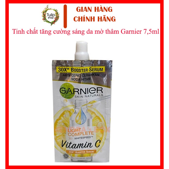 Serum Garnier tăng cường sáng da mờ thâm Garnier Complete 30X Vitamin C gói dùng thử 7.5ml