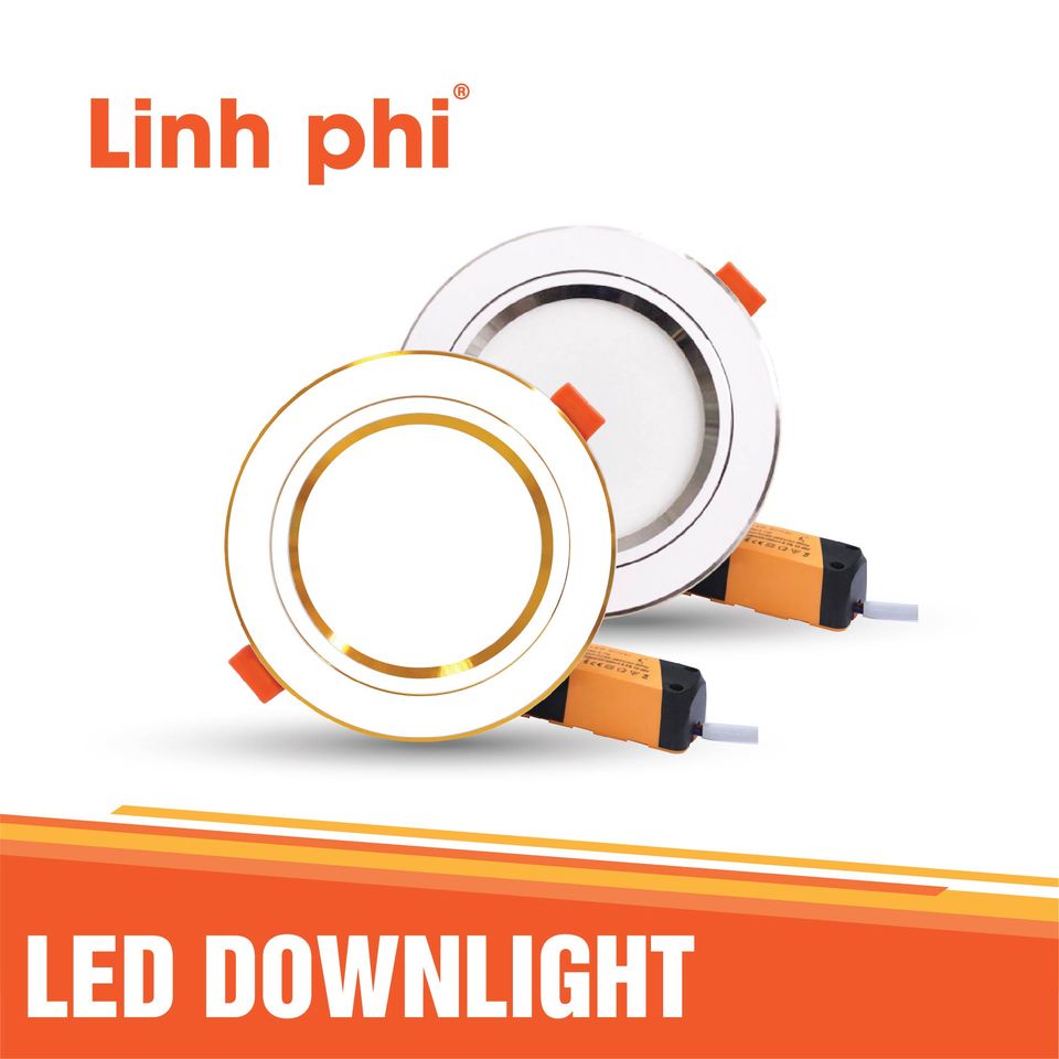 Đèn Led Âm Trần Downlight LINH PHI 7W Làm Từ Hợp Kim Nhôm Cao Cấp, Thiết Kế Hai Loại Đế Viền Đổi Màu