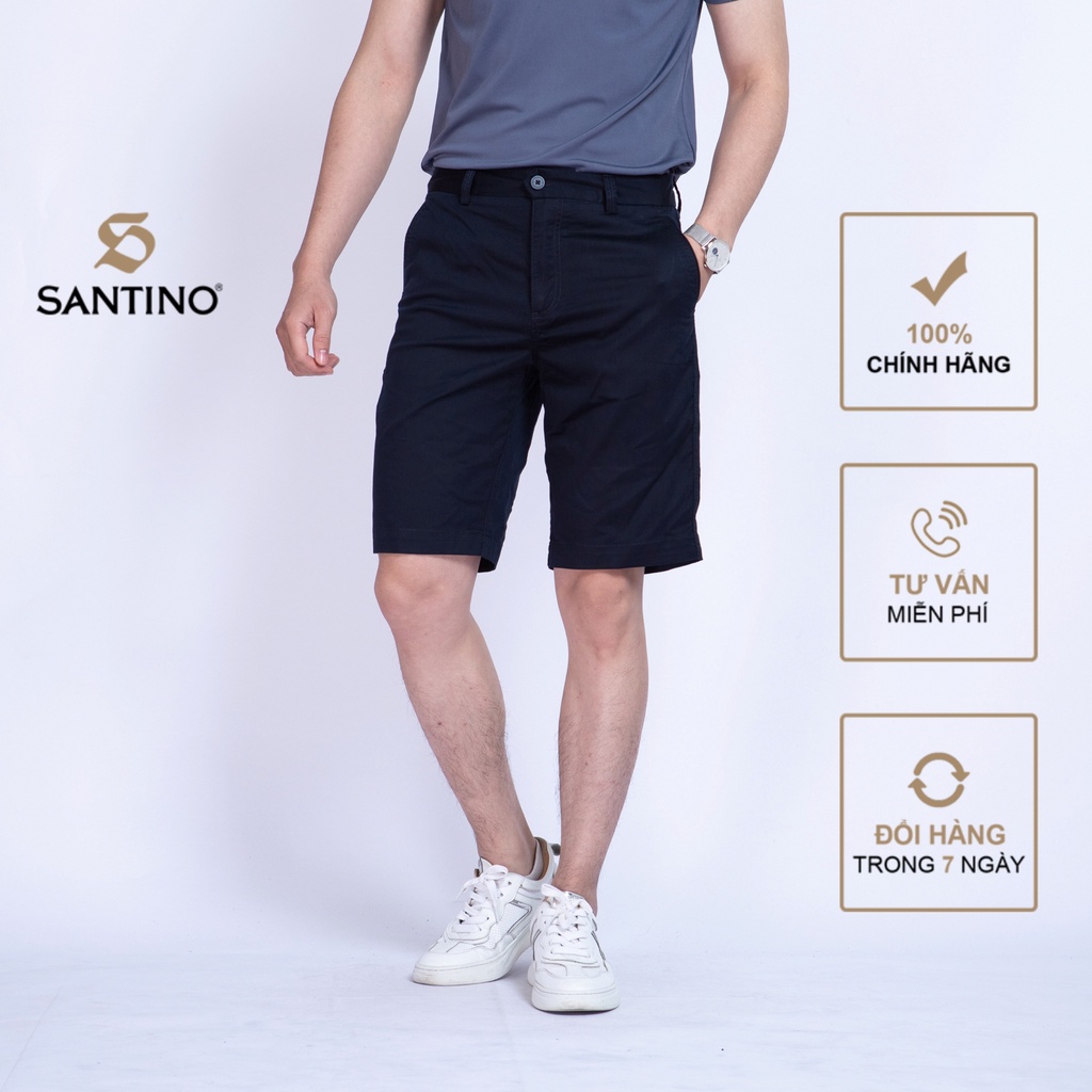 Quần Short nam SANTINO, chất liệu cotton kaki, dáng xuông, co giãn thoải mái phù hợp trung tuổi. SRG385A043