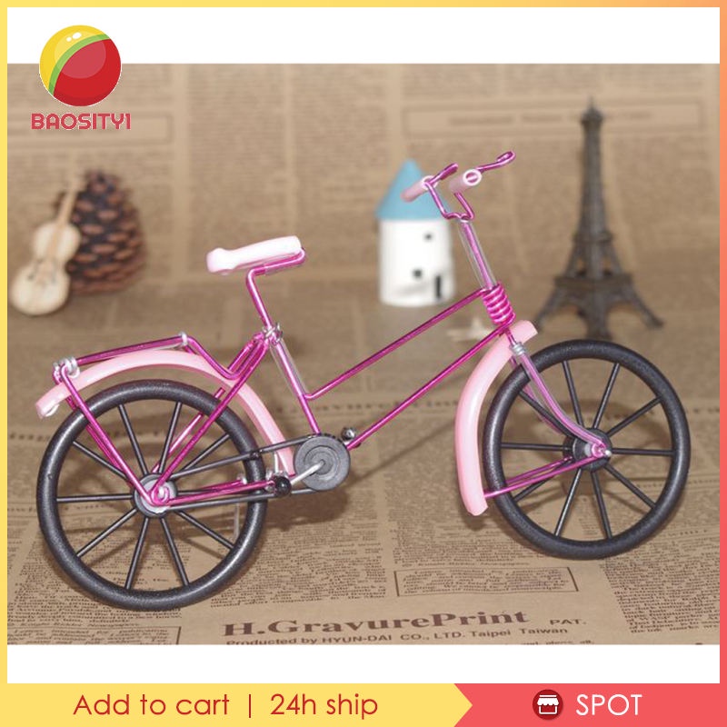 Mô hình xe đạp bằng sắt màu hồng 7.9''L x 2.6''W x 5.5''H