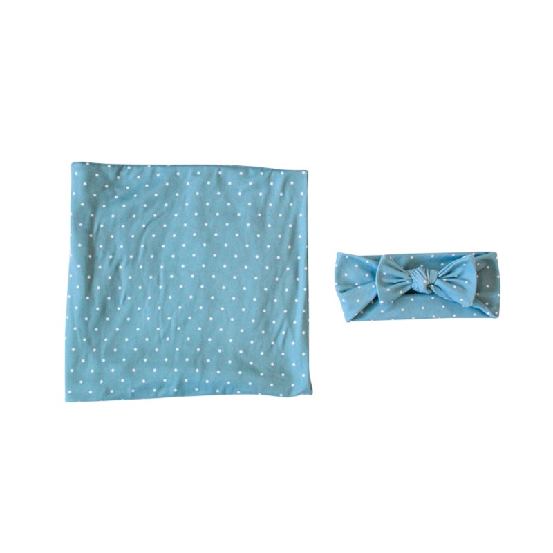 Chăn Quấn Bé Sơ Sinh Bằng Cotton Mềm Mại Màu Trơn Kèm Băng Đô Xinh Xắn