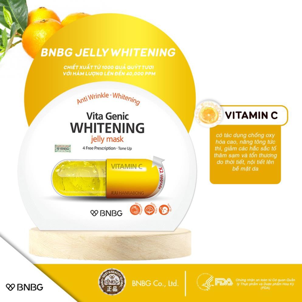 Mặt nạ giấy Banobagi Vàng dưỡng da trắng sáng và làm đều màu da Vita Genic Whitening Jelly Mask Vitamin C  30ml