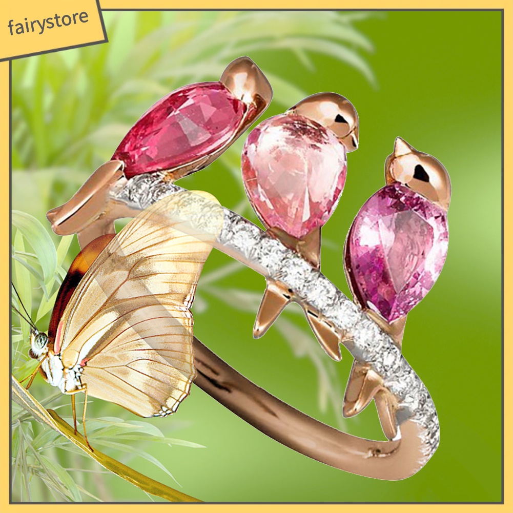 Nhẫn hình con chim đính pha lê thời trang dành cho nữ